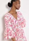 Floral Smocked Ruffle Mini Dress, Pink, large