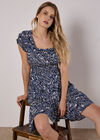 Paisley Milkmaid Mini Dress, Navy, large