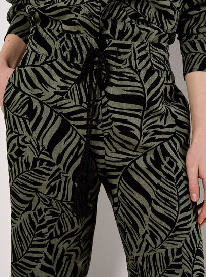 Leaf Linen Blend Wide Leg Trousers