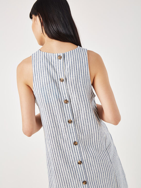 Oxford Stripe Shift Mini Dress, Blue, large