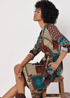 Patchwork Paisley Shirt Mini Dress, Rust, large