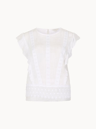 Ruffle Crochet Embroidery Cotton Top