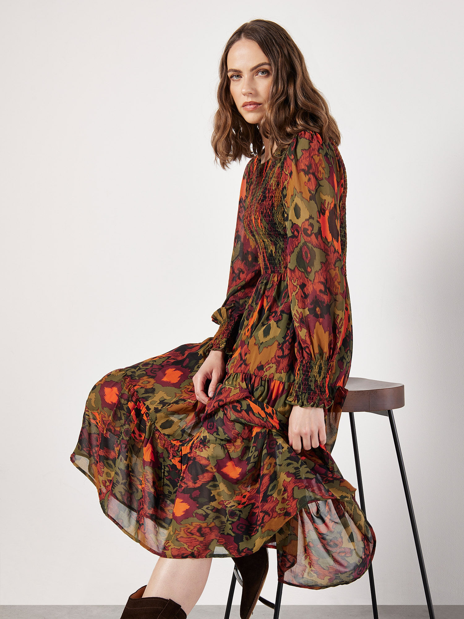 Khaki chiffon dress shop