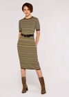 Stripe Knit Midi Dress, Khaki, large