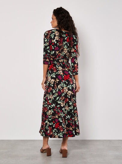 Floral Leaf Print Midaxi Dress