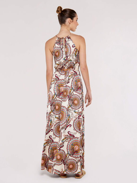 Paisley Halter Neck Maxi Dress, Stone, large