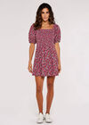 Balloon Sleeve Mini Dress, Fuchsia, large