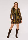 Striped Ruffle Mini Dress, Mustard, large