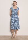 Watercolour Leaf Midi Dress, Blue, large