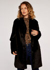 Soft Faux Fur Coat, Black, large