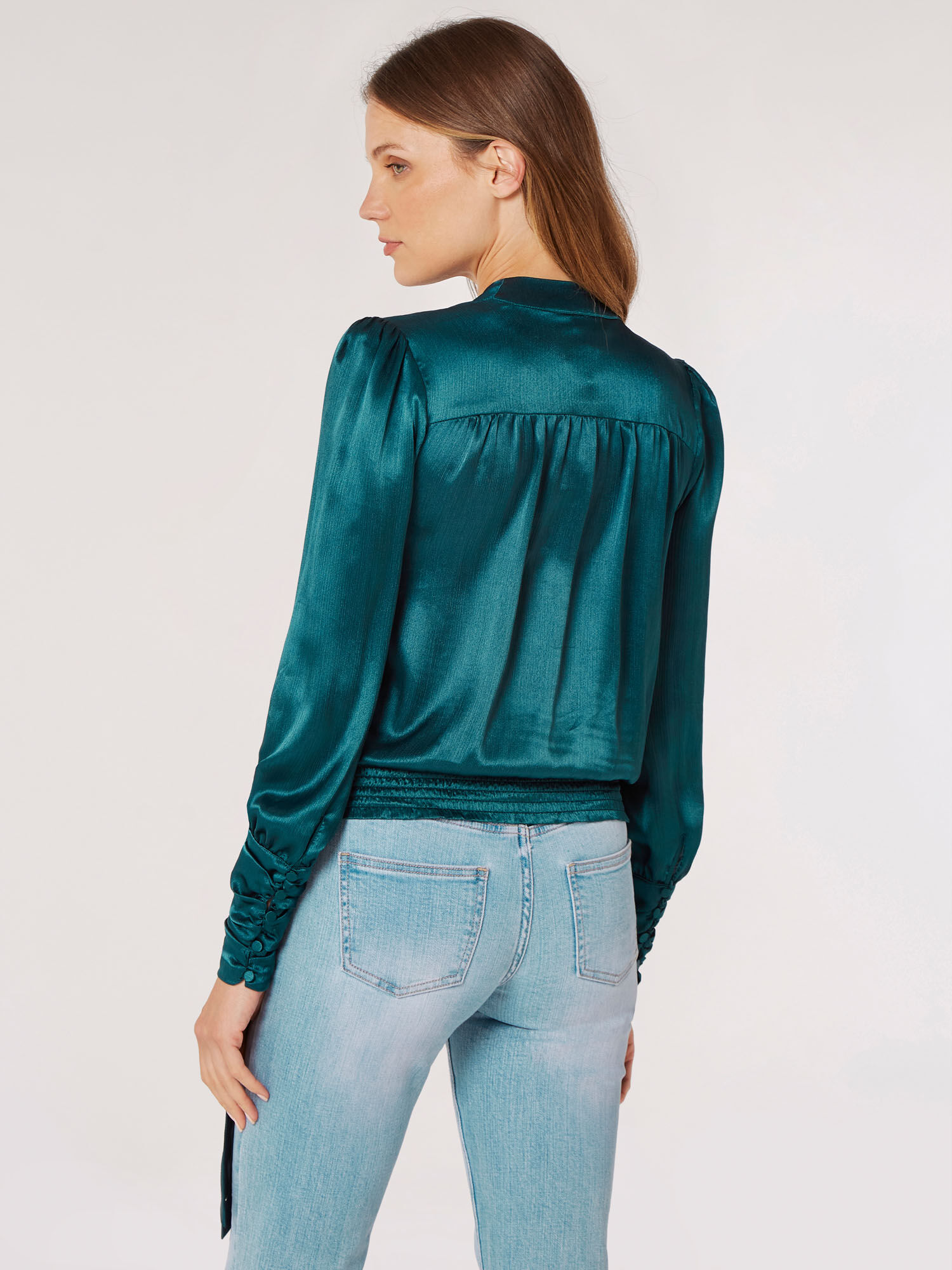 teal satin top