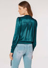 Textured Satin Wrap Top, Teal, large