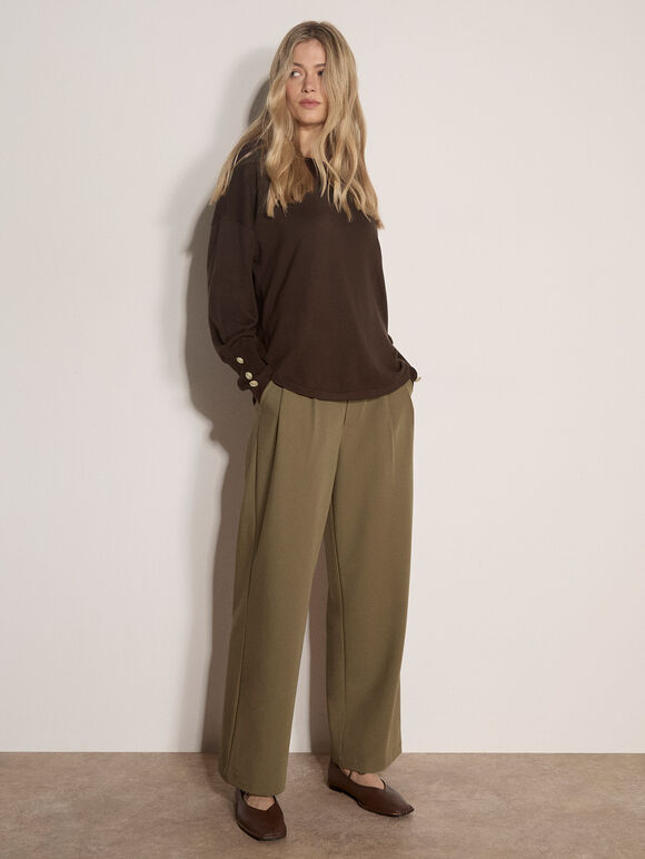 Soft Jersey Knit Top, Brown, large