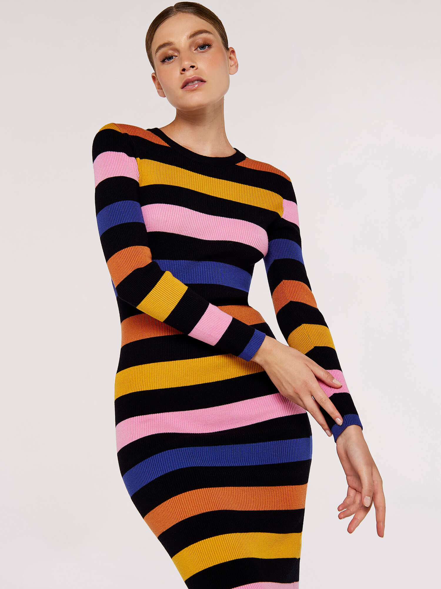 Striped knit hot sale dress