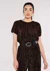 Zebra Plisse Top, Brown, large