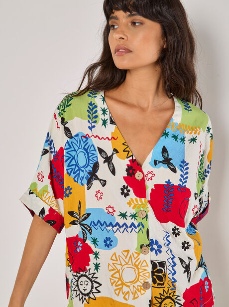 Colourful Sketch Print Top
