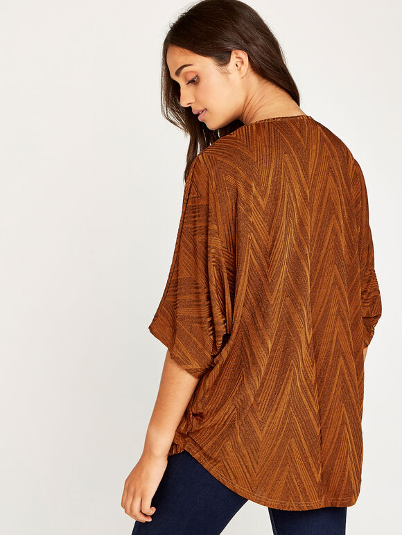 Chevron Jaquard Big Zipper Top, Rust, large