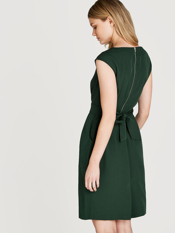 Pleat Detail Tulip Dress, Green, large