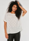 Jacquard Spot Turn Up Slv Top, Cream, large