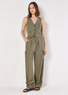 Textured Pinstripe Waistcoat, Khaki, large