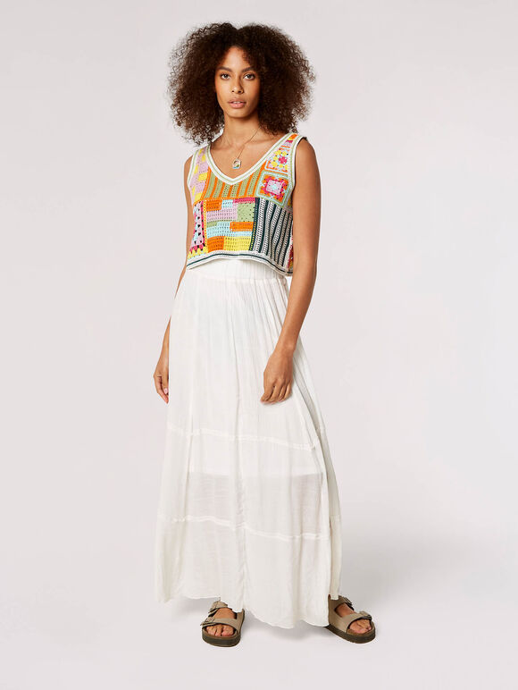Patchwork Crochet Top, Stone, large