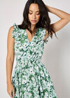 Floral Chiffon Mini Dress, Green, large