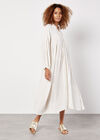 Shimmer Stripe Dobby Shirt Midi Dress, White, large