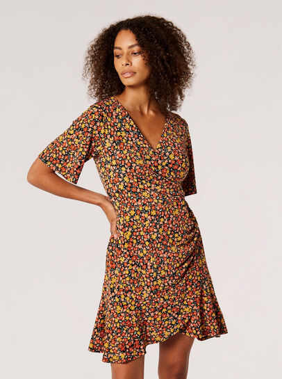 Ditsy Floral Wrap Mini Dress