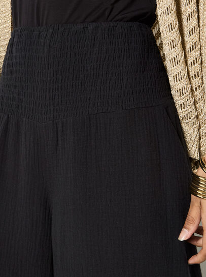 Textured Cotton Wide-Leg Trousers