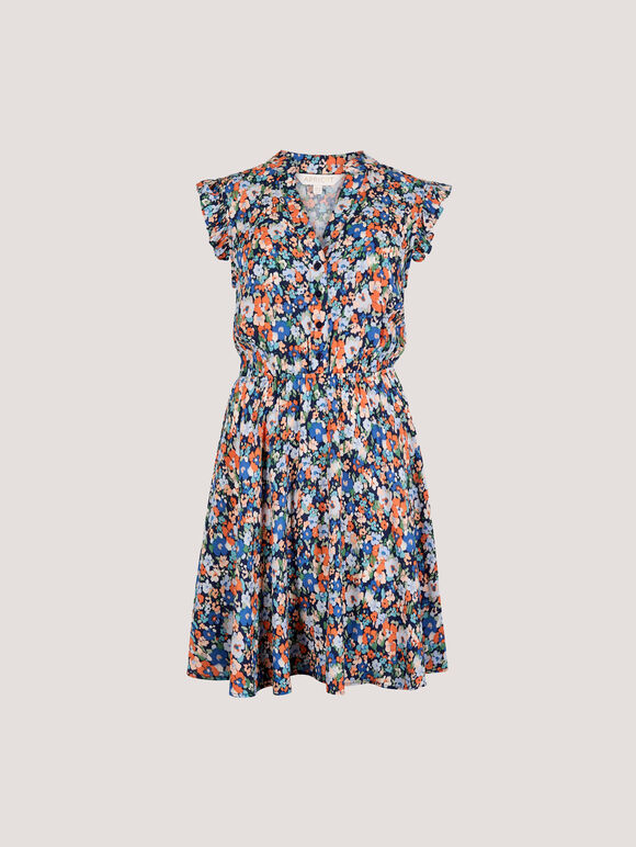 Ditsy Floral Ruffle Mini Dress, , large