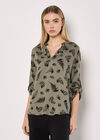 Botanical Leaf Lightweight Blouse, Khaki, large