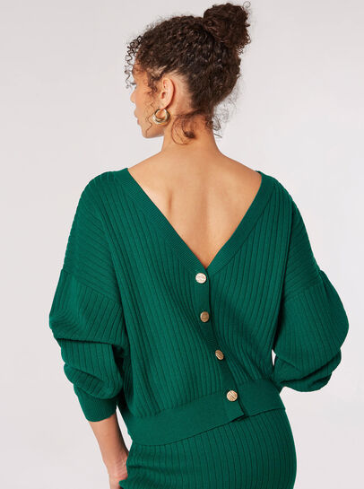 Ribbed Knit Reversible Cardigan Top