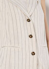 Longline Woven Pinstripe Waistcoat, Stone, large