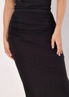 Jersey Ruched Midi Skirt, Black, large