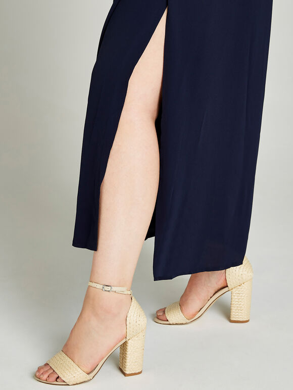 Navy Tie Waist Jumpsuit +, Navy, large