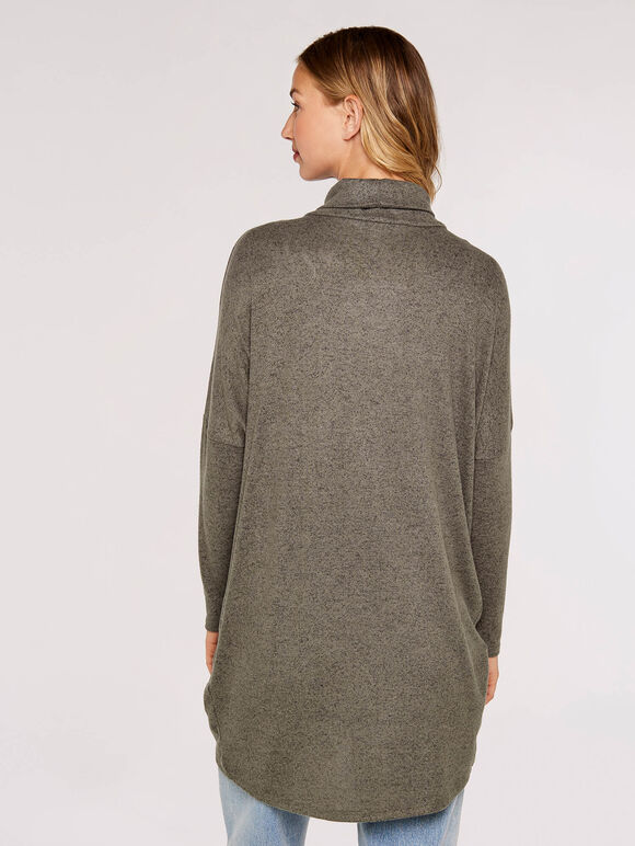 Soft Touch Wrap Tunic Top , Khaki, large