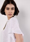 Ruffle Sleeve T-Shirt, White, large