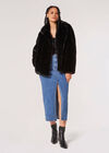 Short Opulent Fur Coat, Black, large