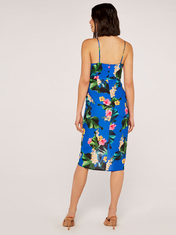 Tropical Wrap Dress, Blue, large