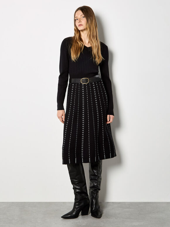 Miniature Detail Knitted Dress, Black, large