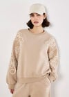 Floral Embroidered Sweatshirt, Cream, large