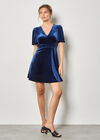 Empire Waist Velvet Mini Dress, Navy, large