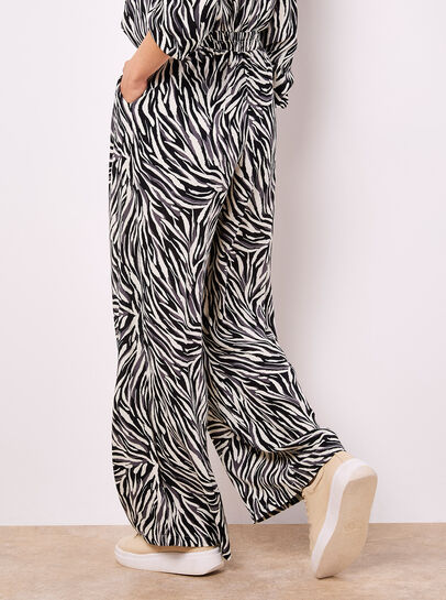 Zebra Print Wide Leg Trousers