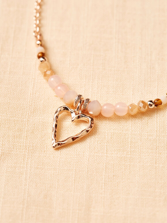 Heart Choker Necklace, Pink, large