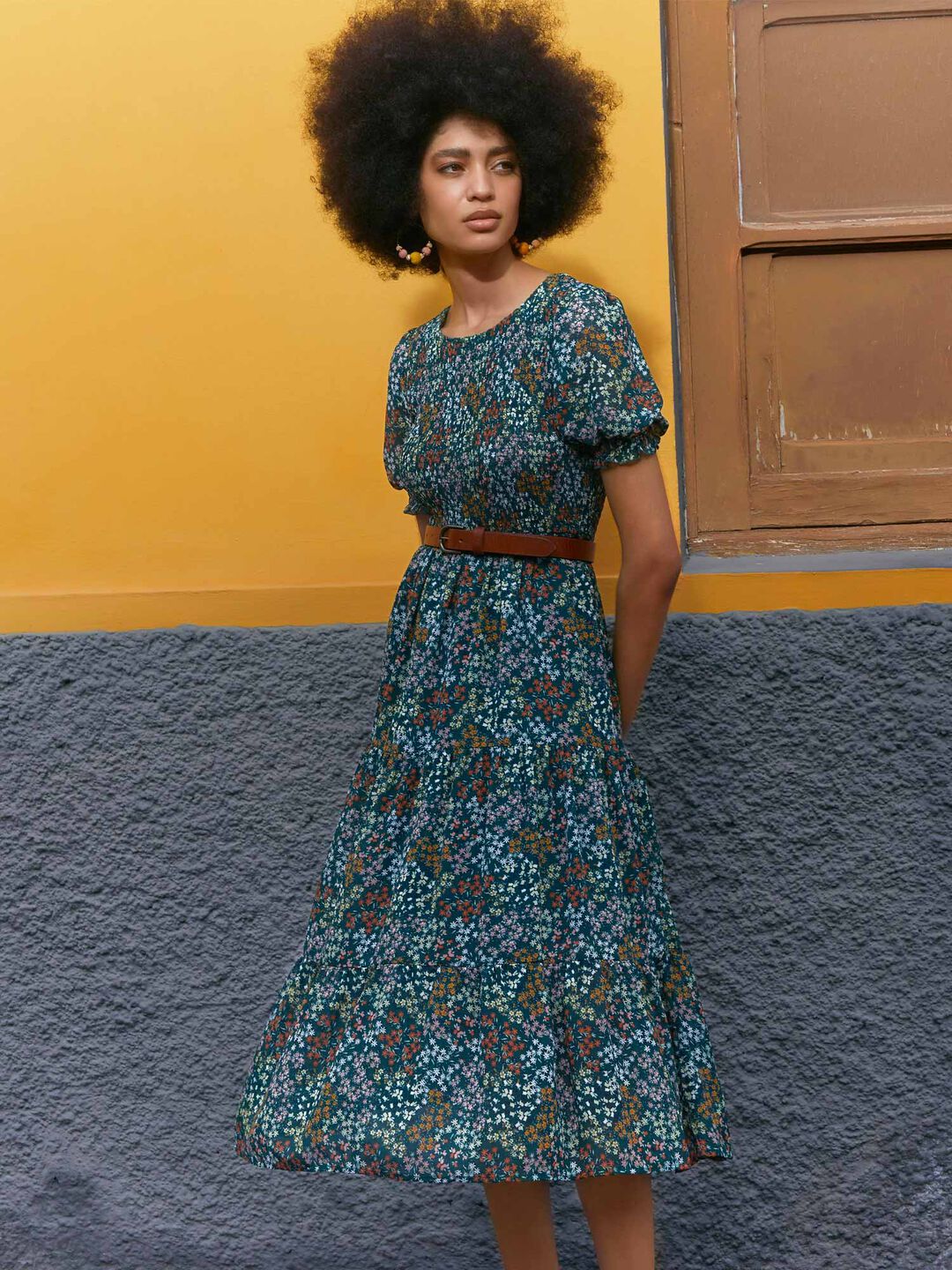 Image of Ditsy Spray Midi Dress