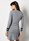 Stripe Cuff Fit And Flare Knit Mini Dress, Grey, large