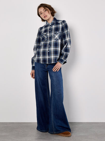 Washed Check Western Shirt