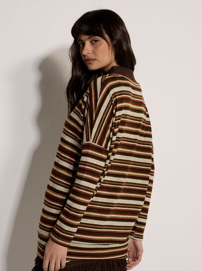 Engineered Stripe Batwing Jersey Top