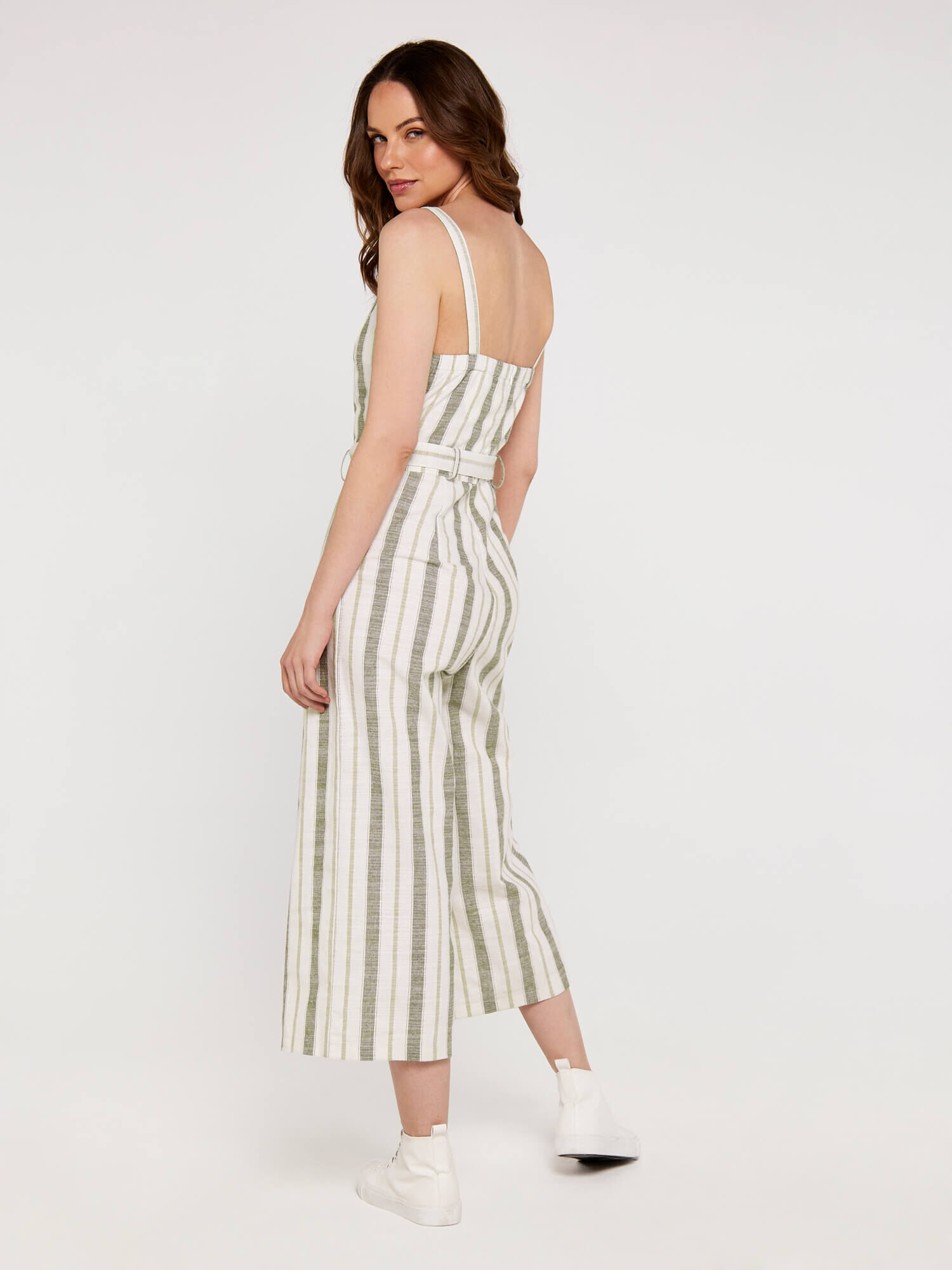 Striped tie front jumpsuit shop