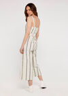 Cami Stripe Tie Jumpsuit, Khaki, large